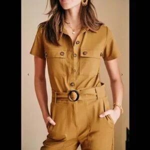 SEZANE MANHATTAN JUMPSUIT CARAMEL